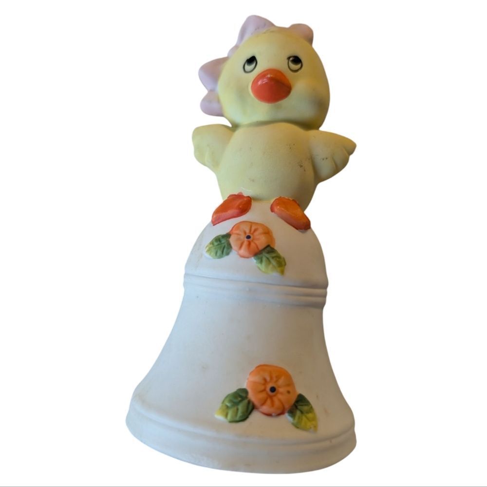 Vintage Easter  Yellow‎ Duck Figurine Bell